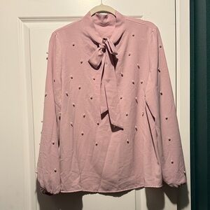 SHEIN Pink Pearl Embellished Blouse